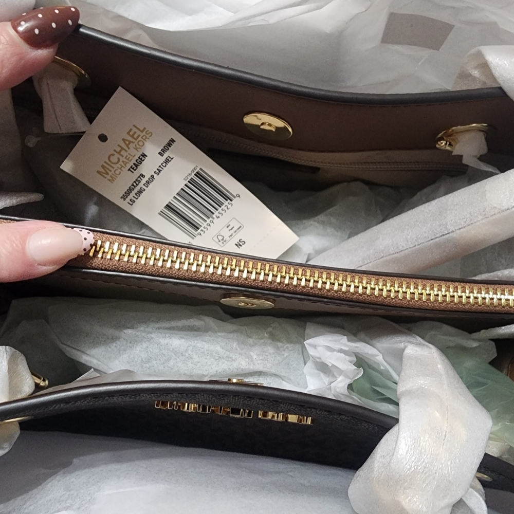 Michael Kors Brown Logo Chain-Handle Tote with Gold Hardware - Picture 7 of 7